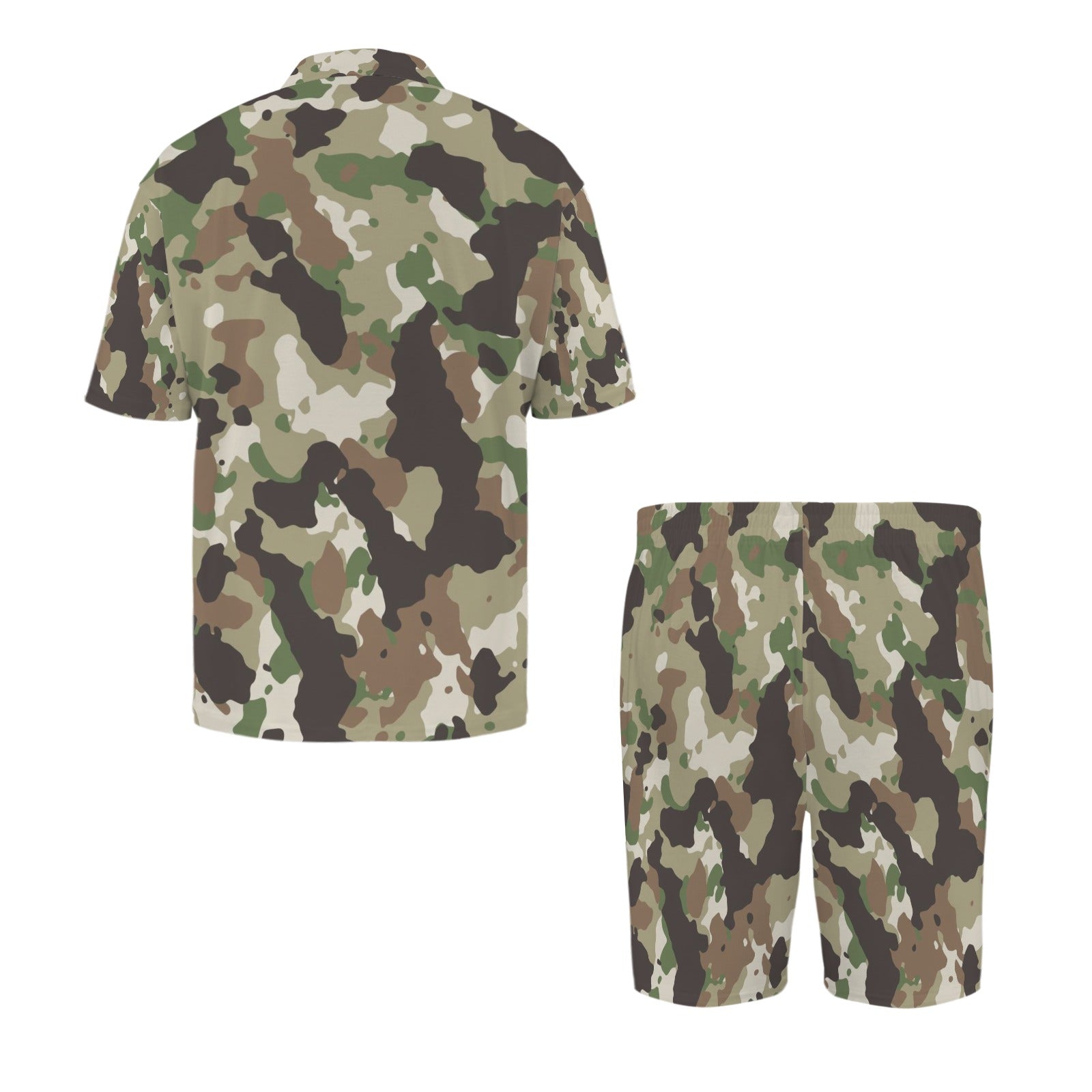 Camo Men's V-Neck Short Pajama Set (Made in USA，Ships to USA Only)
