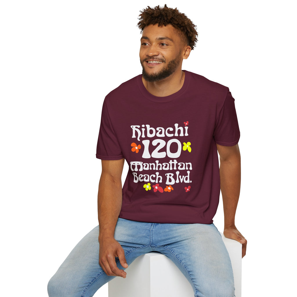 Hibachi 120 Manhattan Beach Blvd Restaurant #OldSchool T-Shirt — Retro Floral Surf Tee "Gone But Not Forgotten"