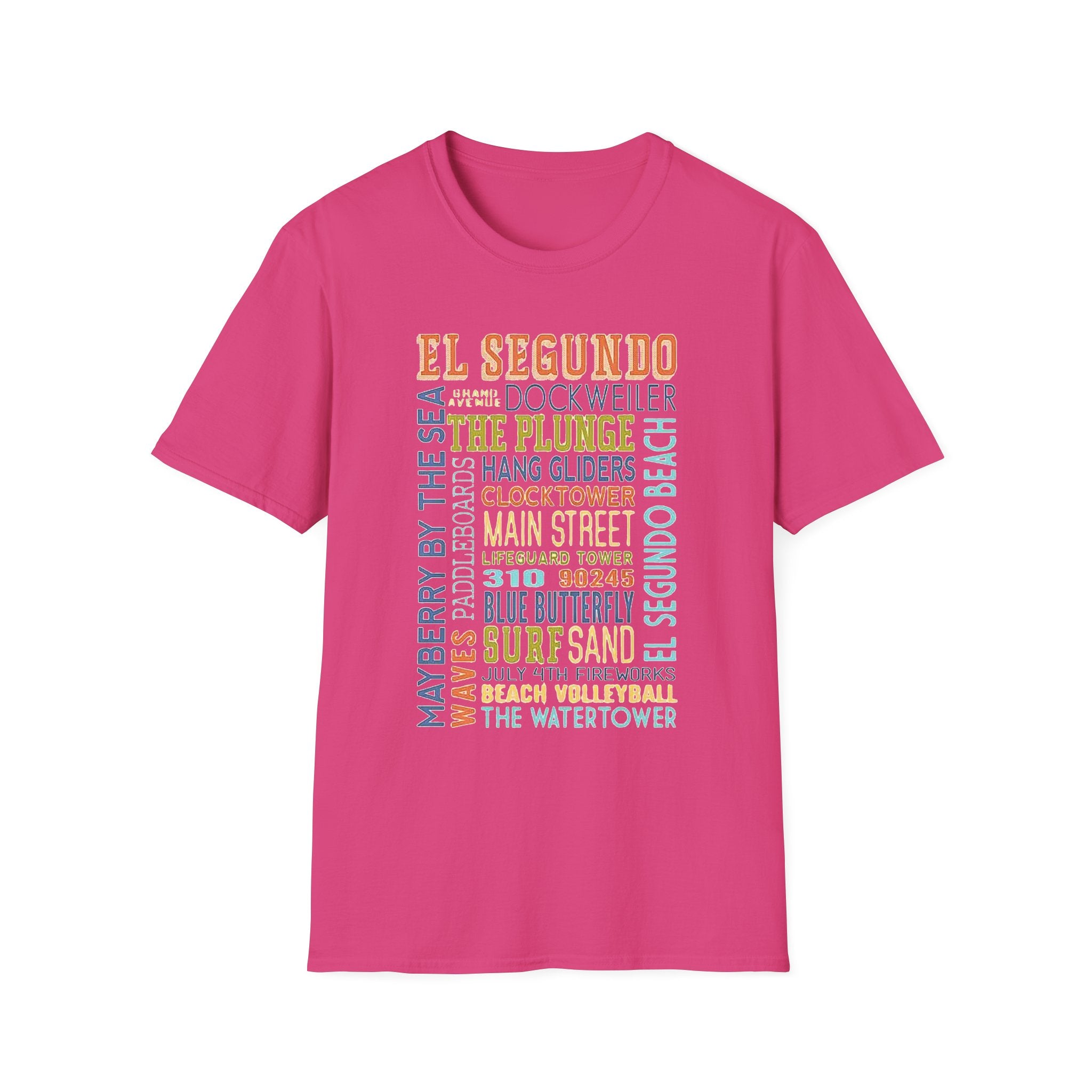 El Segundo Typography T-Shirt | Beach Town Landmarks Word Art