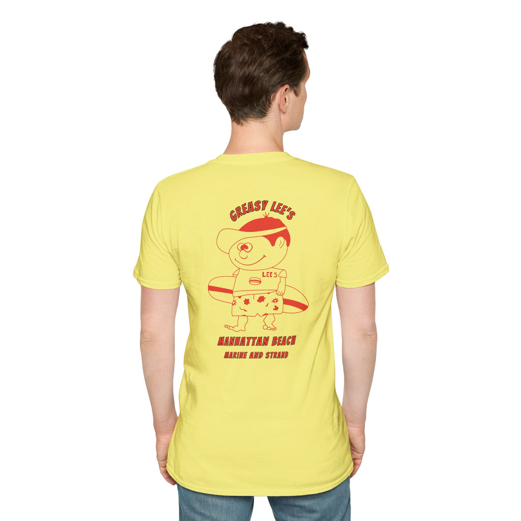 Greasy Lee's Manhattan Beach Old School T-Shirt | Marine and Strand Manhattan Beach Vintage Surf Design