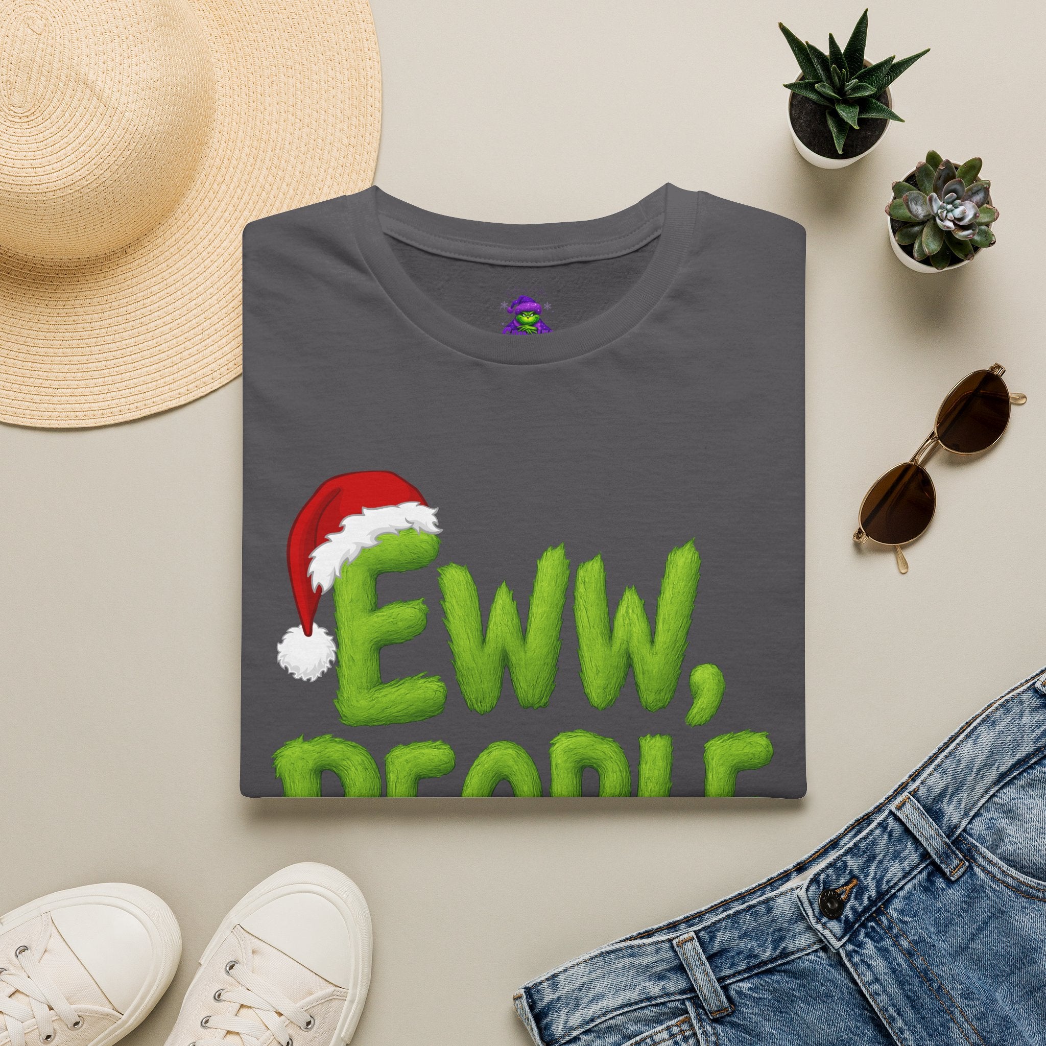 Eww, People T-Shirt | Funny Grinchy Santa Hat Holiday Tee