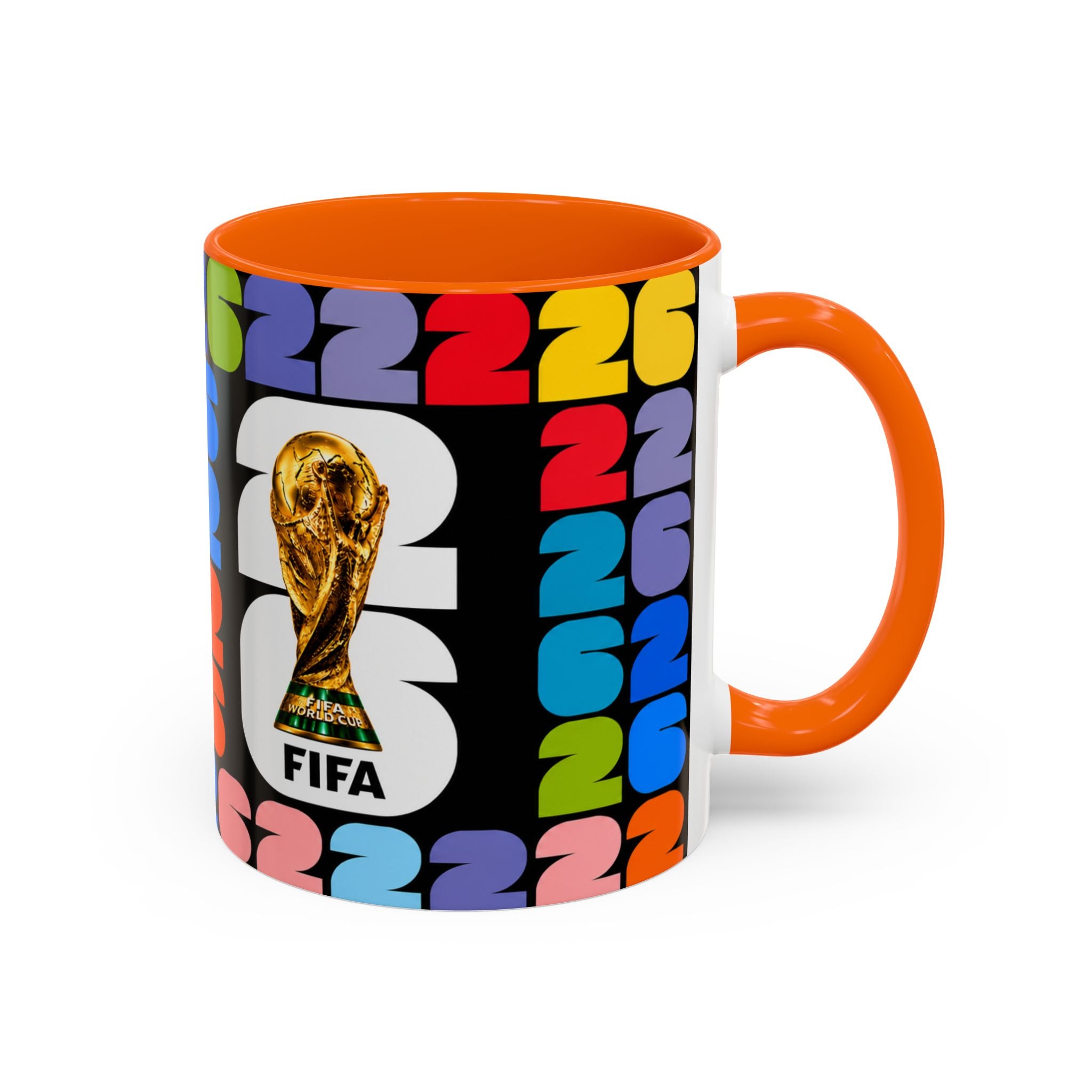 2026 World Cup Accent Coffee Mug – Colorful FIFA Trophy Design (11/15oz)