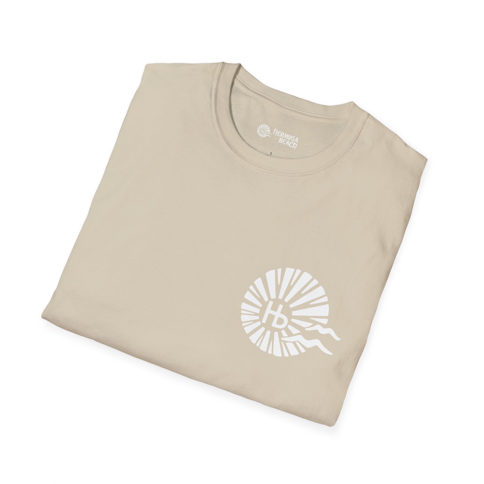 Hermosa Beach Sunburst Wave T-Shirt (printed front back neck) | Hb Minimal Logo Tee