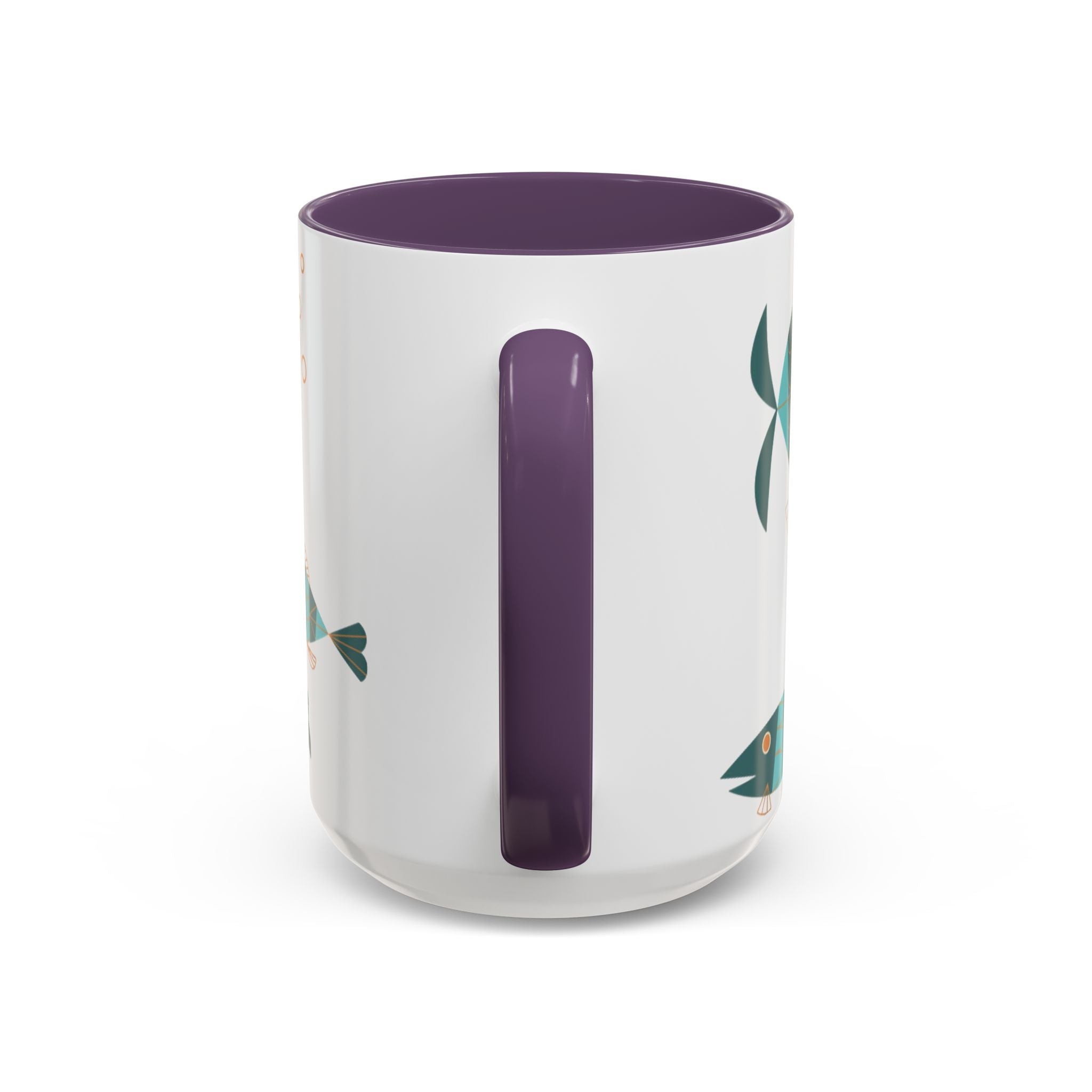 Metlox Pottery Teal Geometric Fish Mug | Accent Coffee Mug