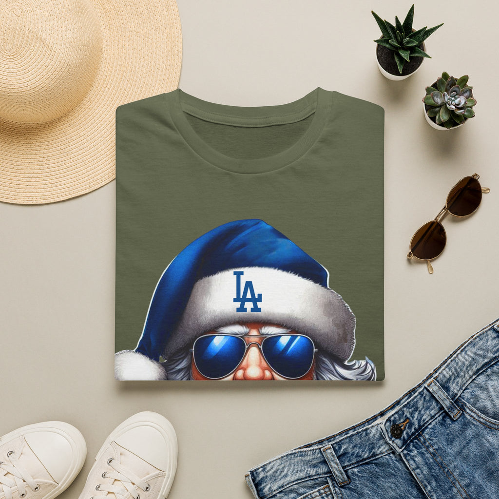 LA Dodgers Blue Santa T-Shirt — Cool Sunglasses Holiday Tee