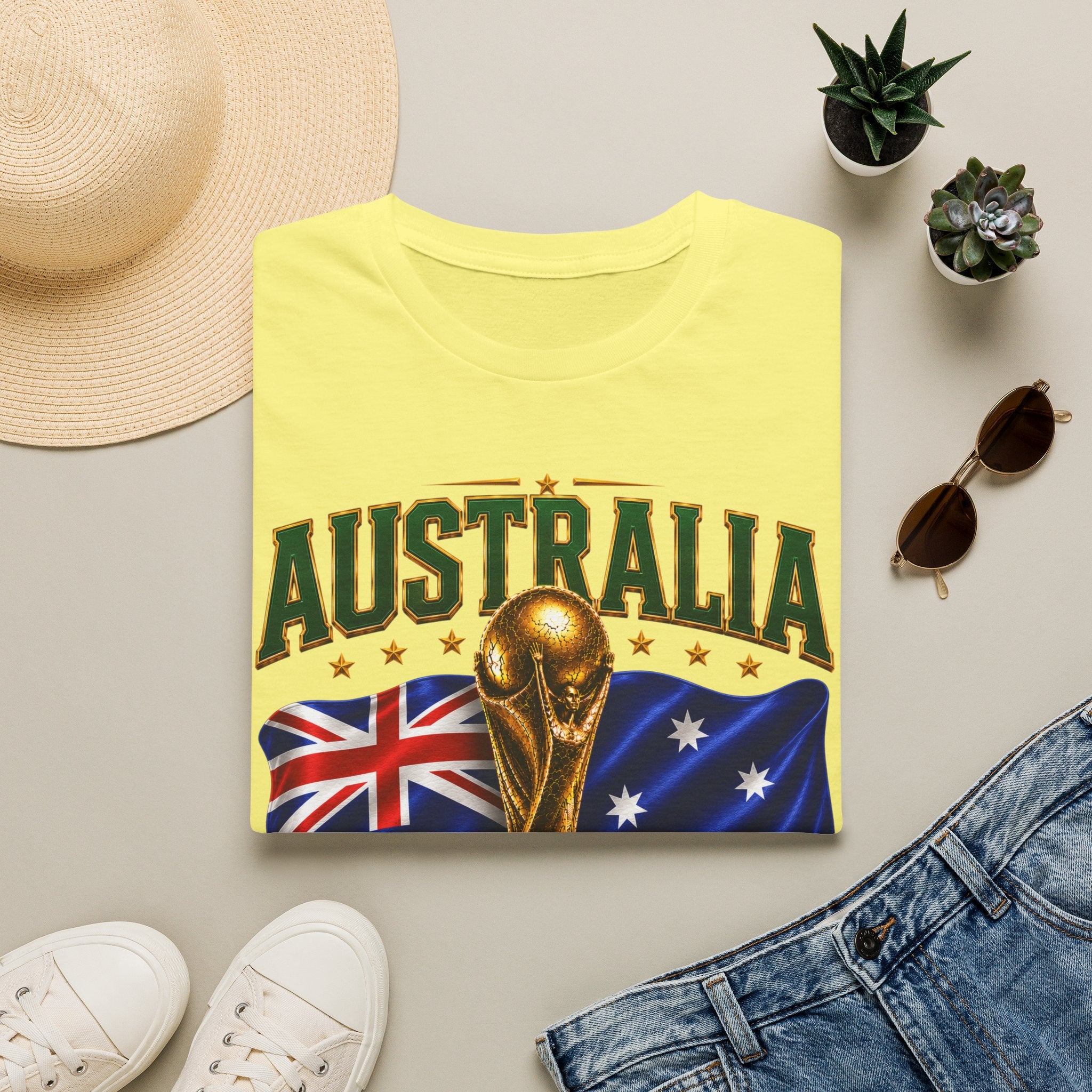 Australia 2026 Soccer World Cup T-Shirt — Aussie Flag & Trophy Design