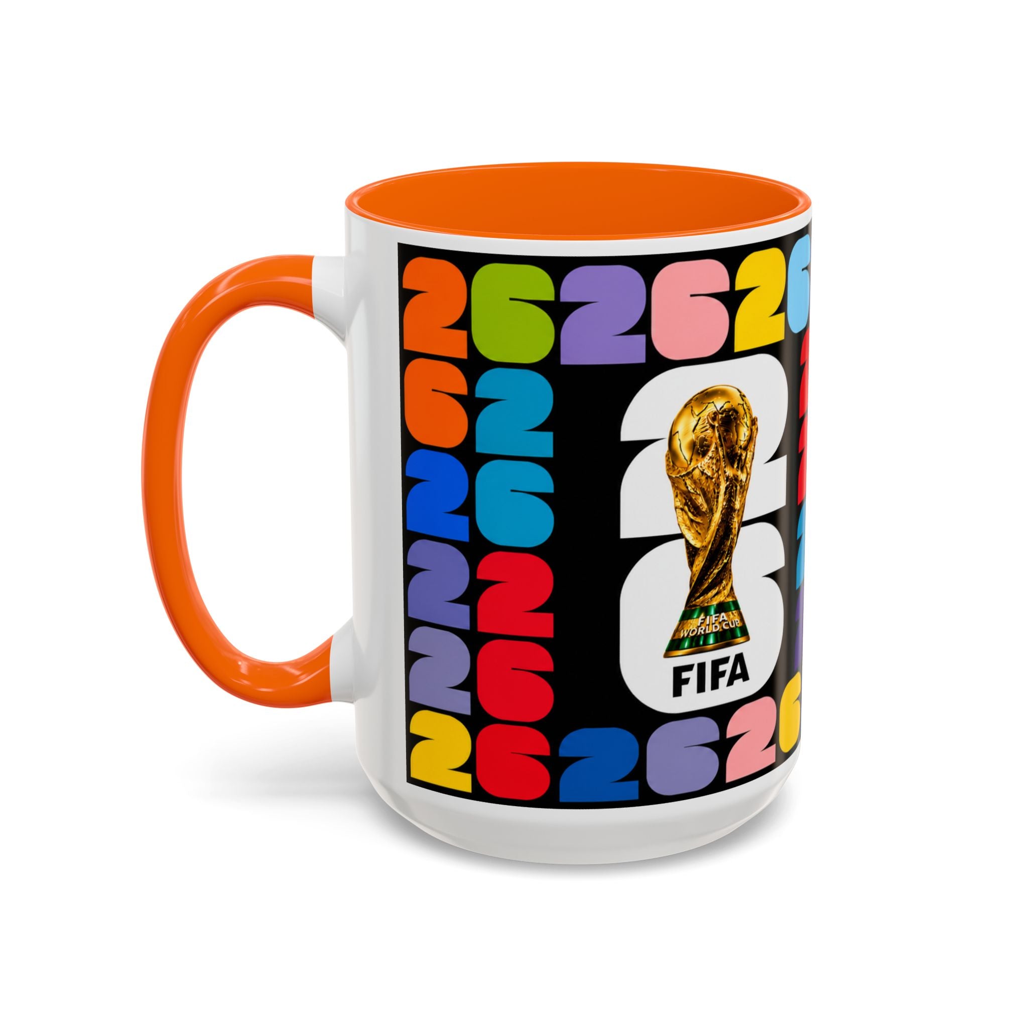 2026 World Cup Accent Coffee Mug – Colorful FIFA Trophy Design (11/15oz)
