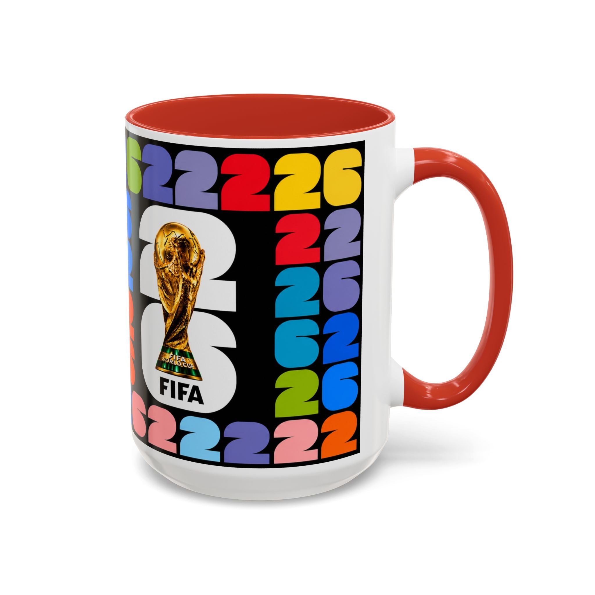 2026 World Cup Accent Coffee Mug – Colorful FIFA Trophy Design (11/15oz)