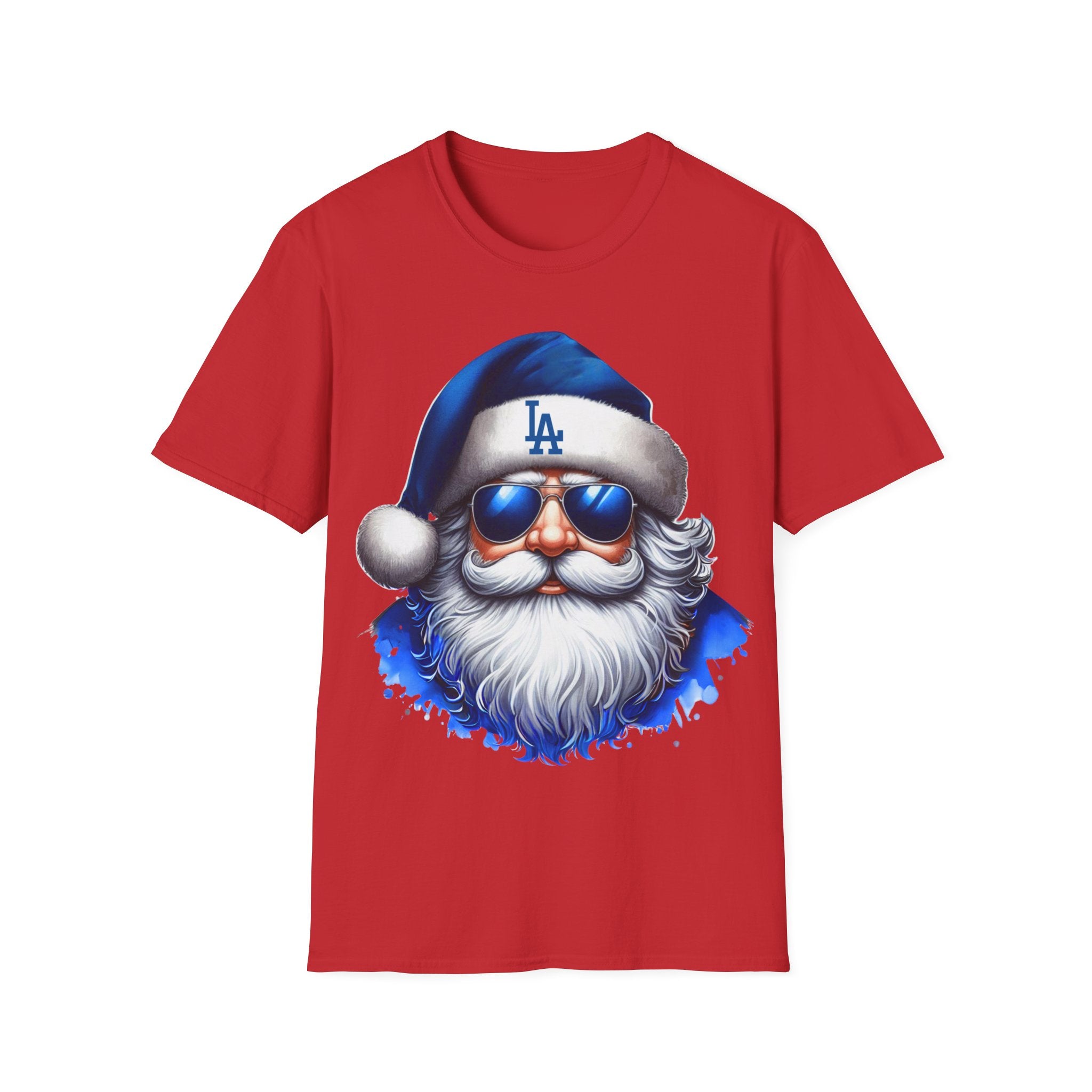 Blue Los Angeles Doyers Santa Tee | Santa Hat Graphic T-Shirt #Doyers