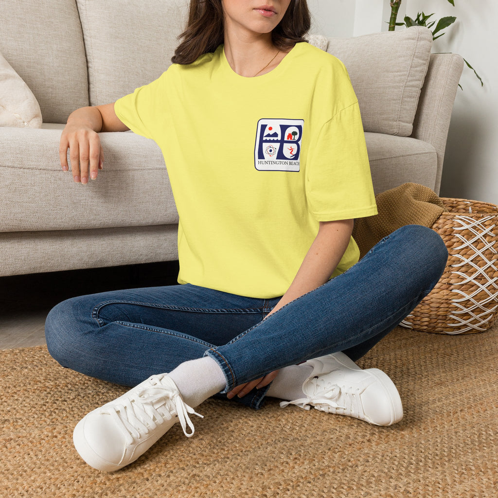 Huntington Beach Retro Logo T-Shirt — HB Surf & Sunset Tee (printed 3 side)