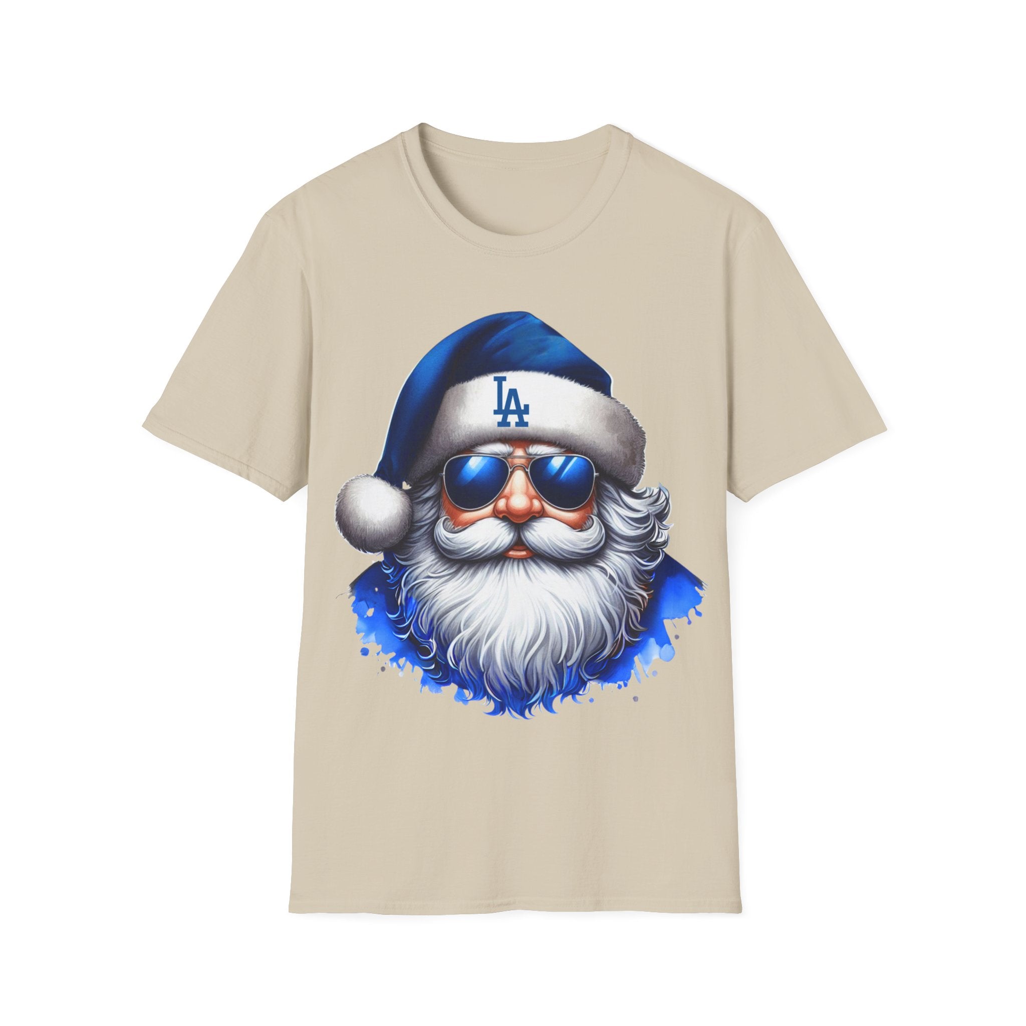 Blue Los Angeles Doyers Santa Tee | Santa Hat Graphic T-Shirt #Doyers
