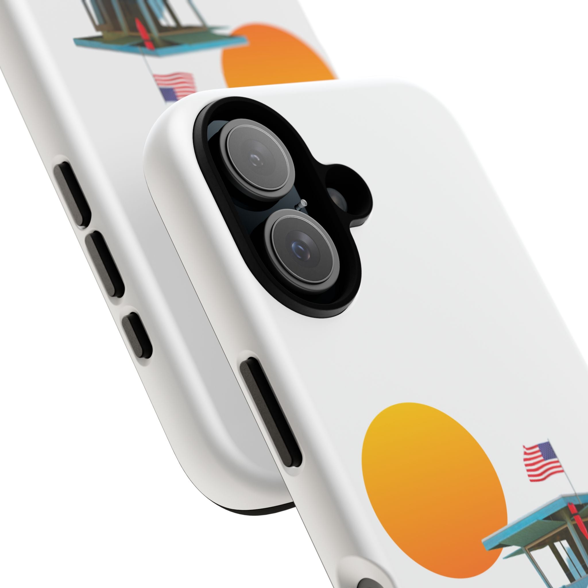 South Bay Lifeguard Stand with American Flag Tough Phone Cases