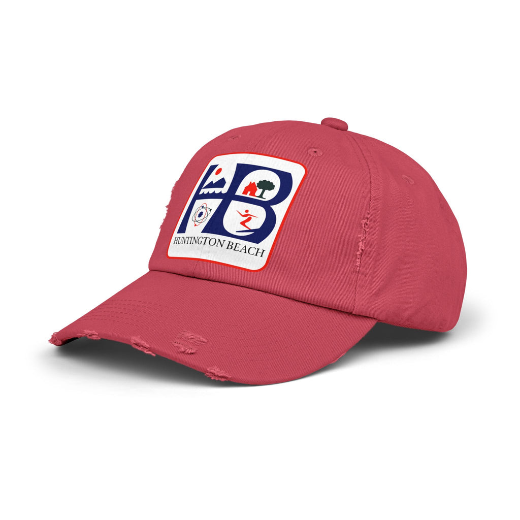 Huntington Beach Distressed Mom and Dad Hat — Vintage Surf & Coastal Patch Cap