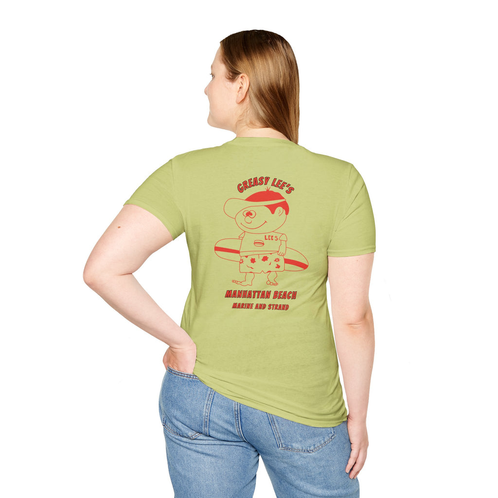Greasy Lee's Manhattan Beach Old School T-Shirt | Marine and Strand Manhattan Beach Vintage Surf Design