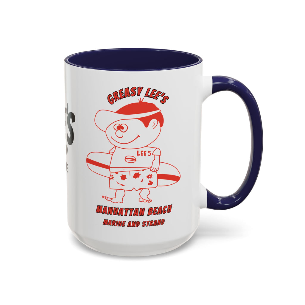 Greasy Lee's Surfer Logo Mug | Marine and Strand Manhattan Beach Old School  Accent Coffee Mug 11oz 15oz