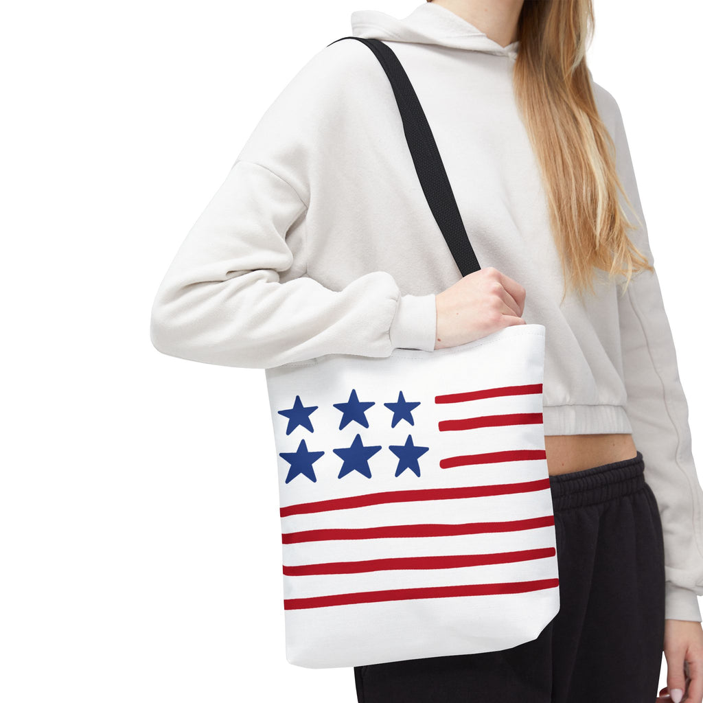 American Flag Stars & Stripes Tote Bag — Patriotic Canvas Beach Grocery Bag