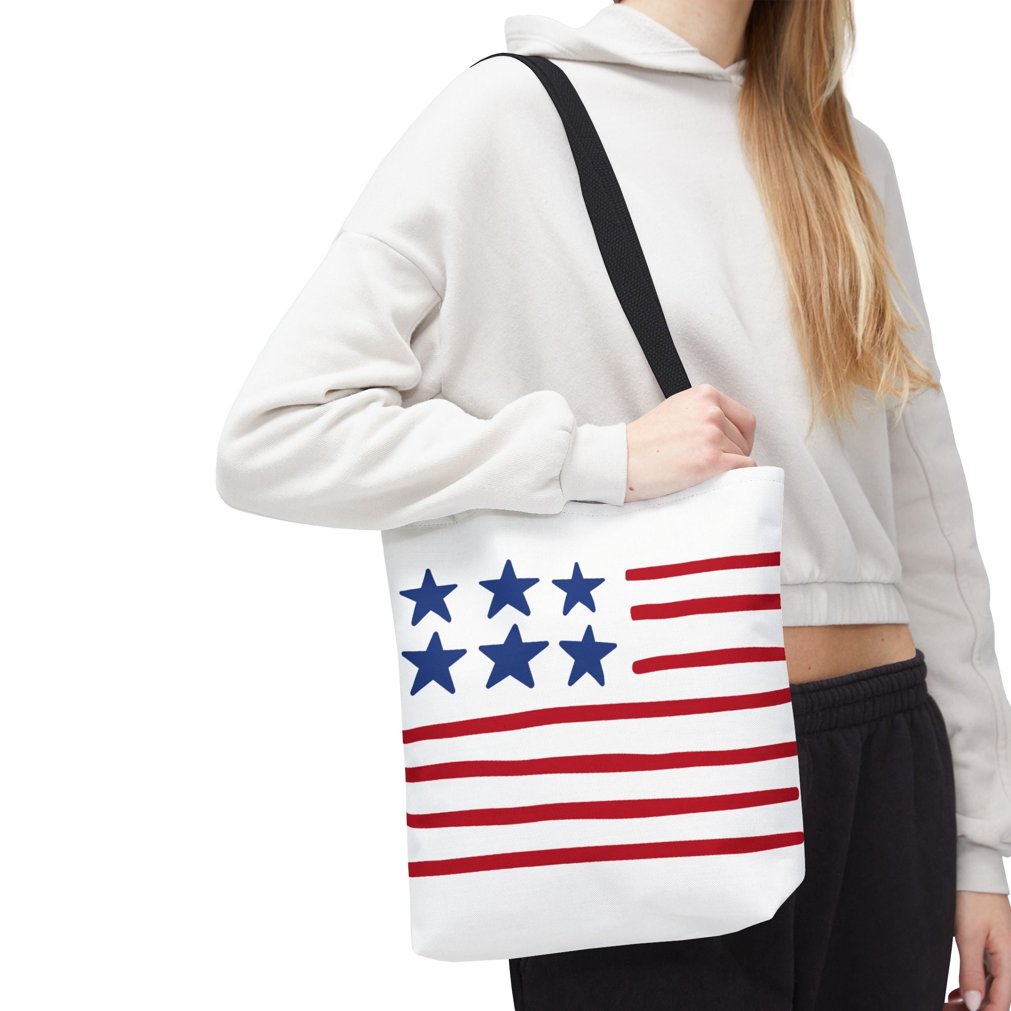 American Flag Stars & Stripes Tote Bag — Patriotic Canvas Beach Grocery Bag