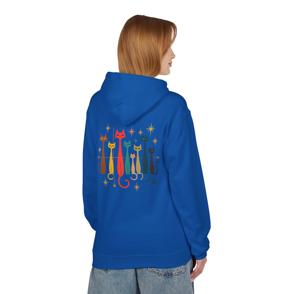 Retro Long Cats hoodie | Colorful Cat Illustration (printed front and back)
