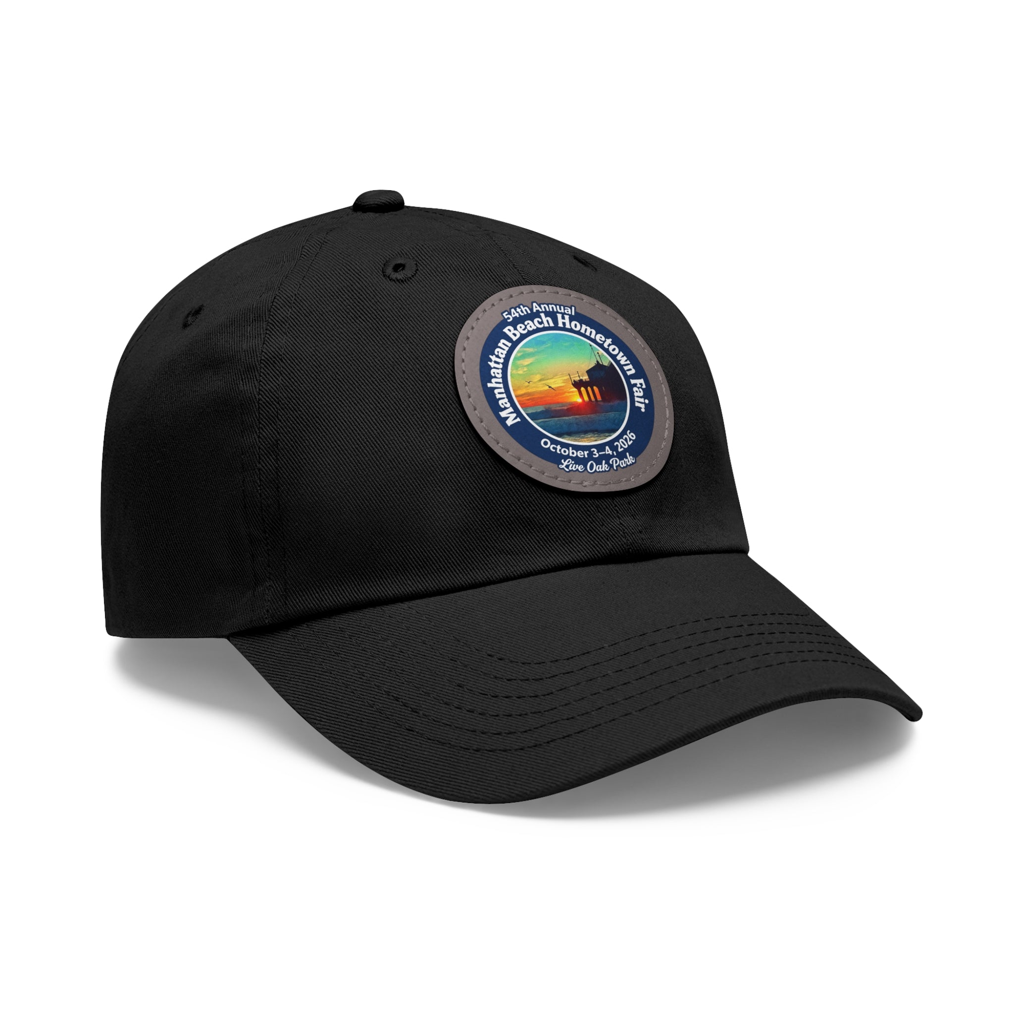 Manhattan Beach Hometown Fair 2026  Beach  Live Oak Park Annual Festival Round Leather Patch Hat