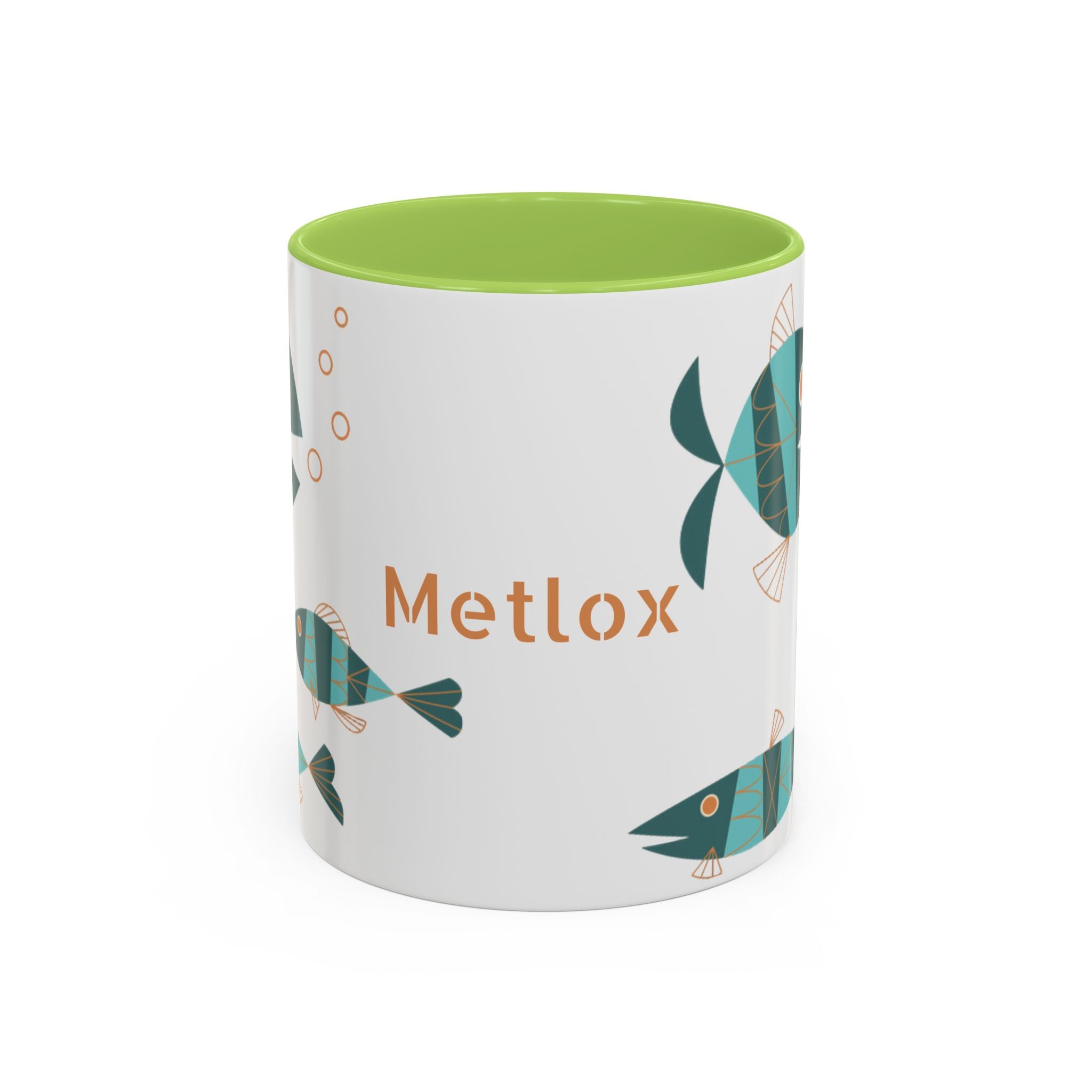 Metlox Pottery Teal Geometric Fish Mug | Accent Coffee Mug