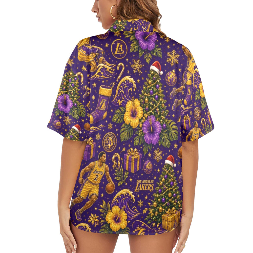 Lakers Christmas Women's All Over Print Hawaiian Shirt （Made in USA Ships to USA Only）