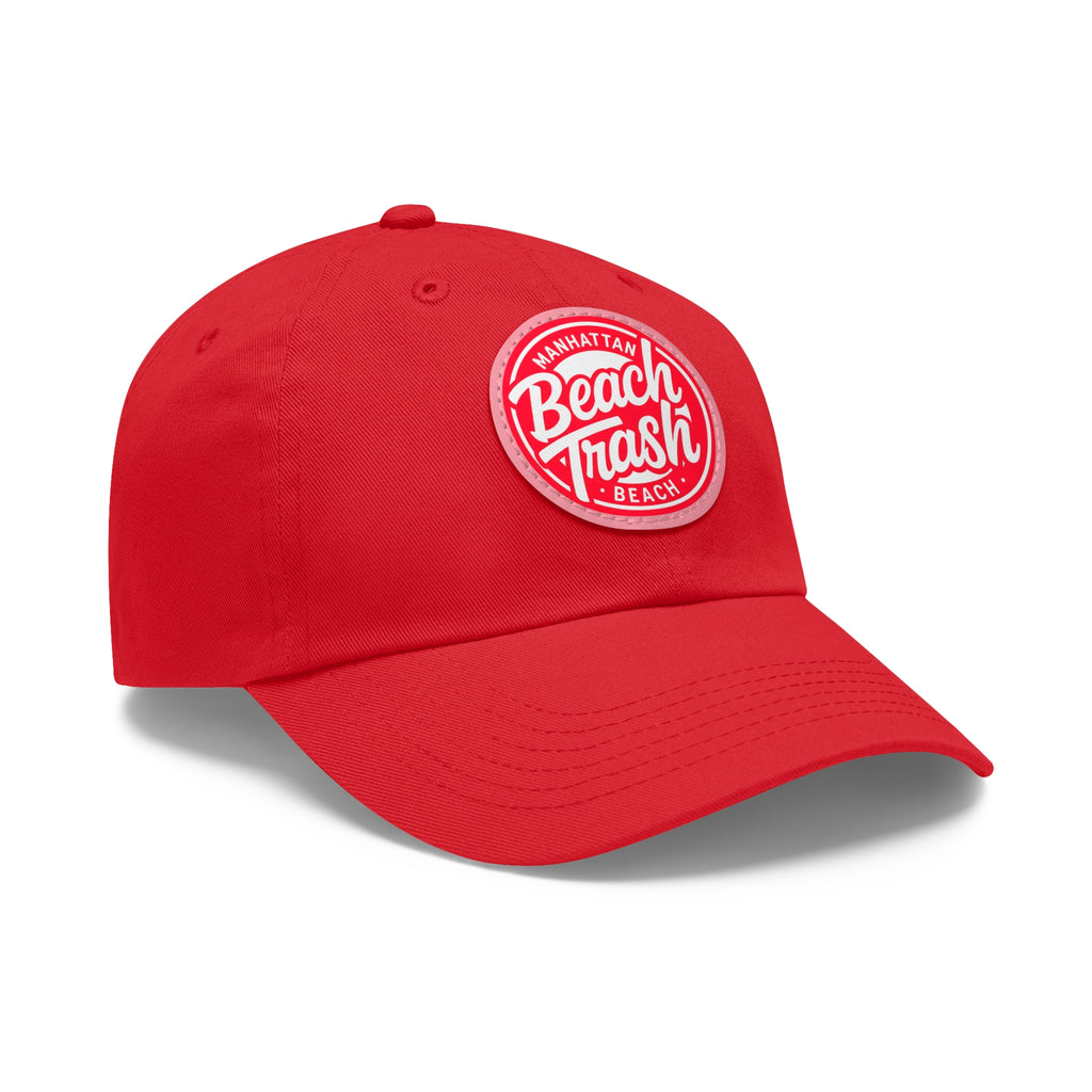 Proud to be Called Beach Trash Manhattan Beach  Leather Patch Dad Hat — Vintage Manhattan Beach Logo