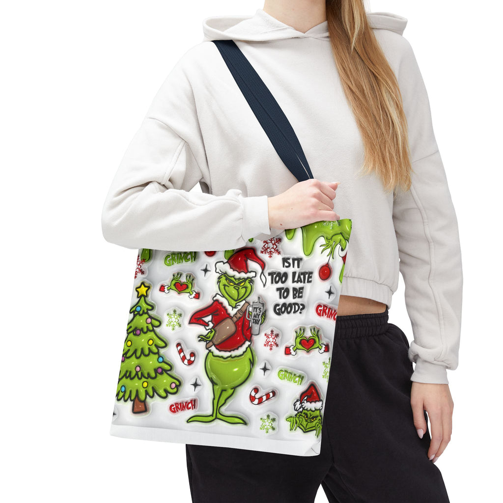 Christmas Tote Bag, Holiday Shopping Bag, Grinch Gift, Festive Reusable Bag, Cute Winter Accessory