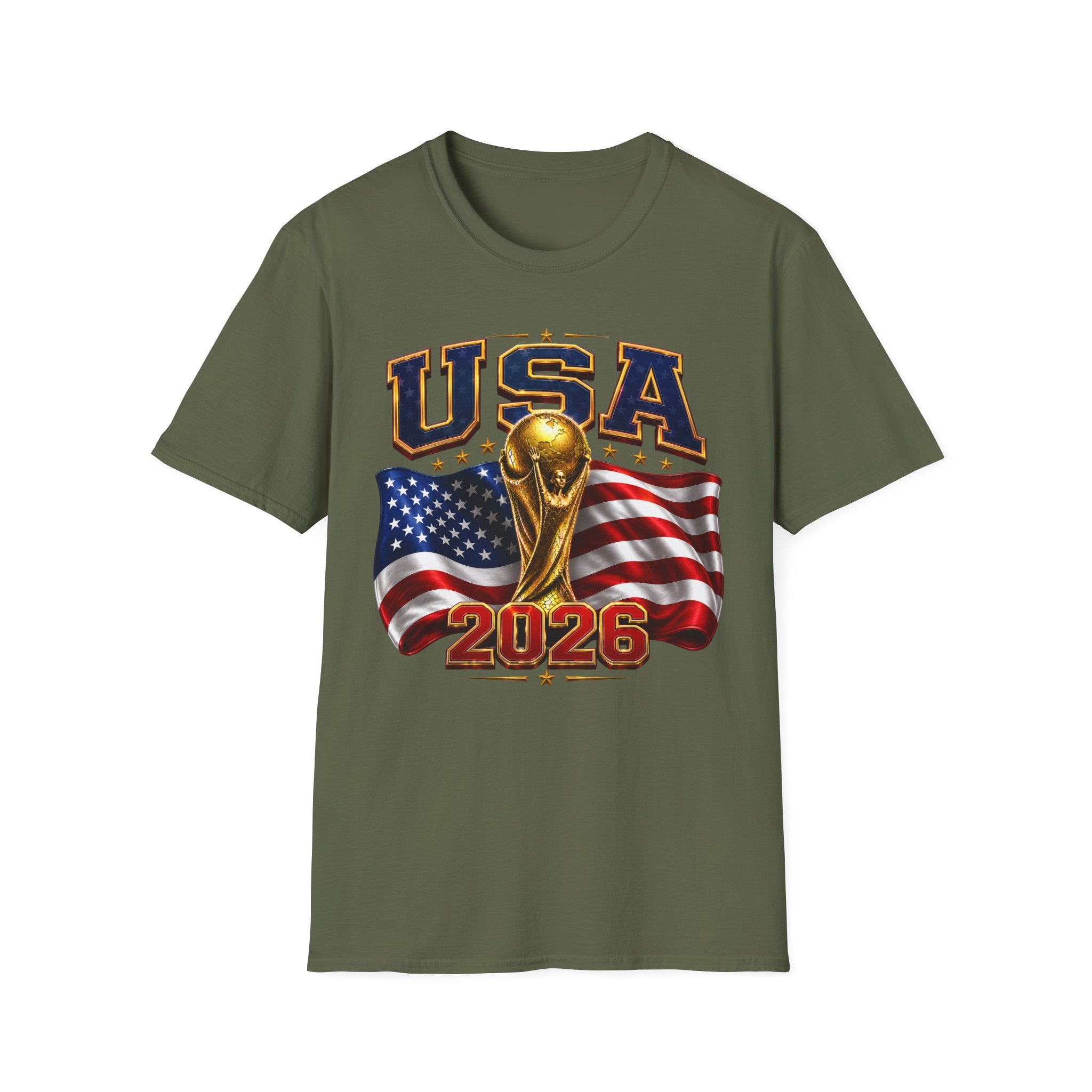 USA World Cup 2026 Soccer T-Shirt – American Flag & Trophy Design