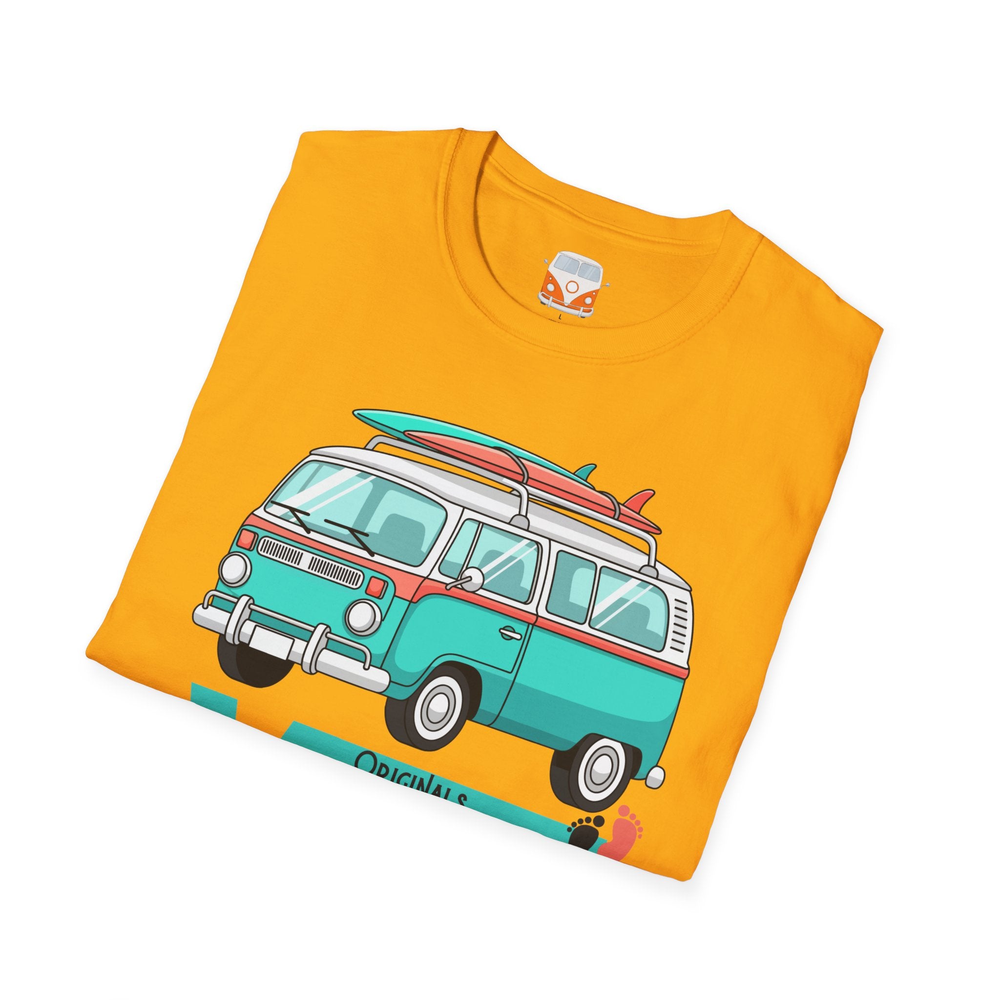 Retro Surf VW Van T-Shirt | Vintage Camper Bus Beach Tee Original Bare Feet