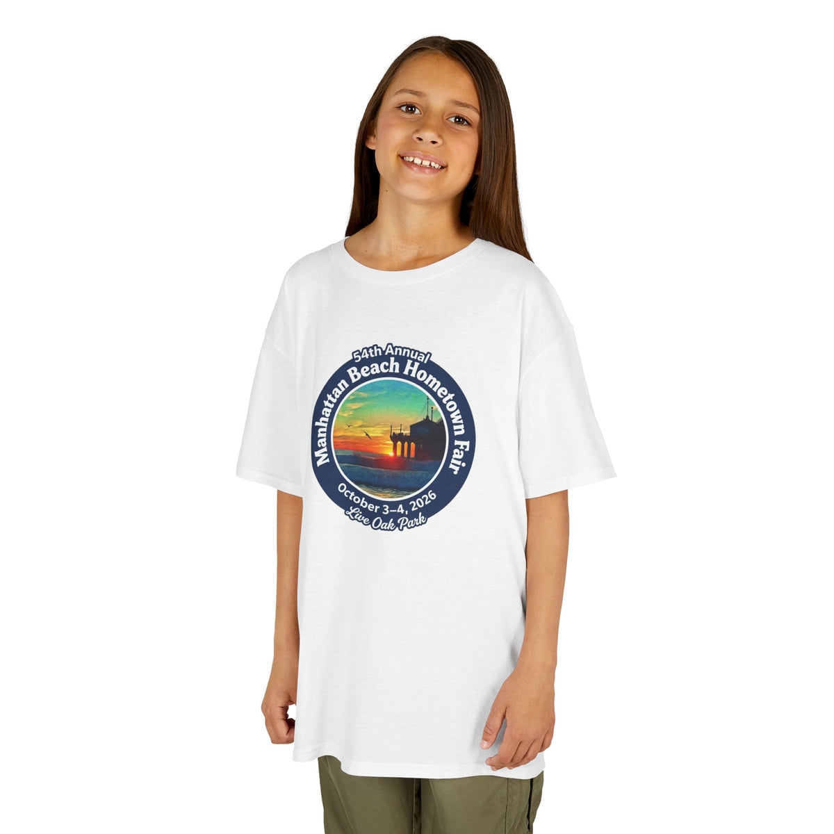 Kids Tee — Manhattan Beach Hometown Fair 2026 Sunset Logo