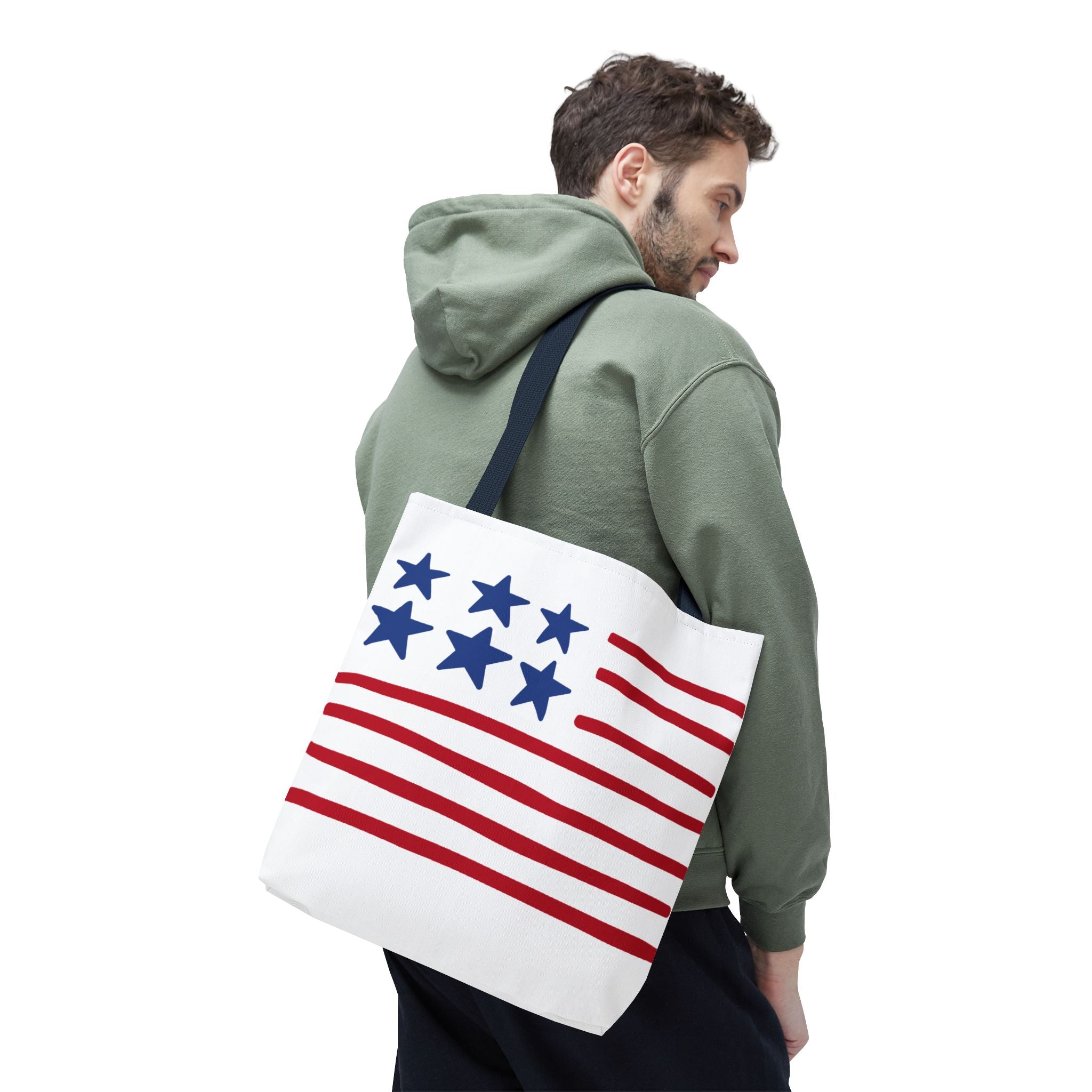 American Flag Stars & Stripes Tote Bag — Patriotic Canvas Beach Grocery Bag