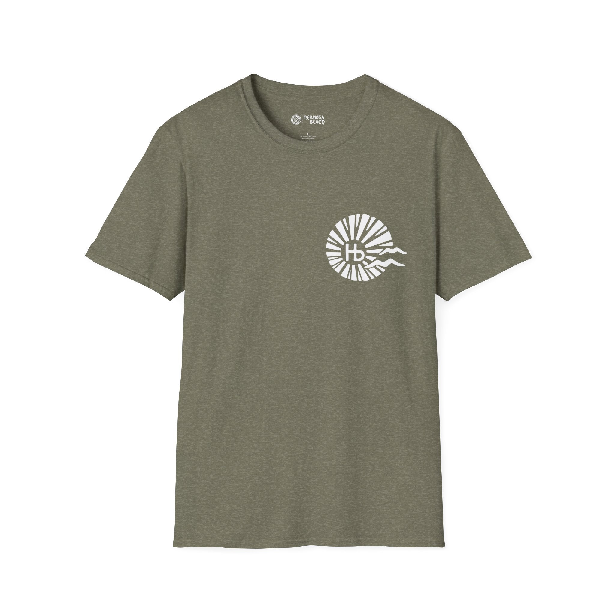 Hermosa Beach Sunburst Wave T-Shirt (printed front back neck) | Hb Minimal Logo Tee