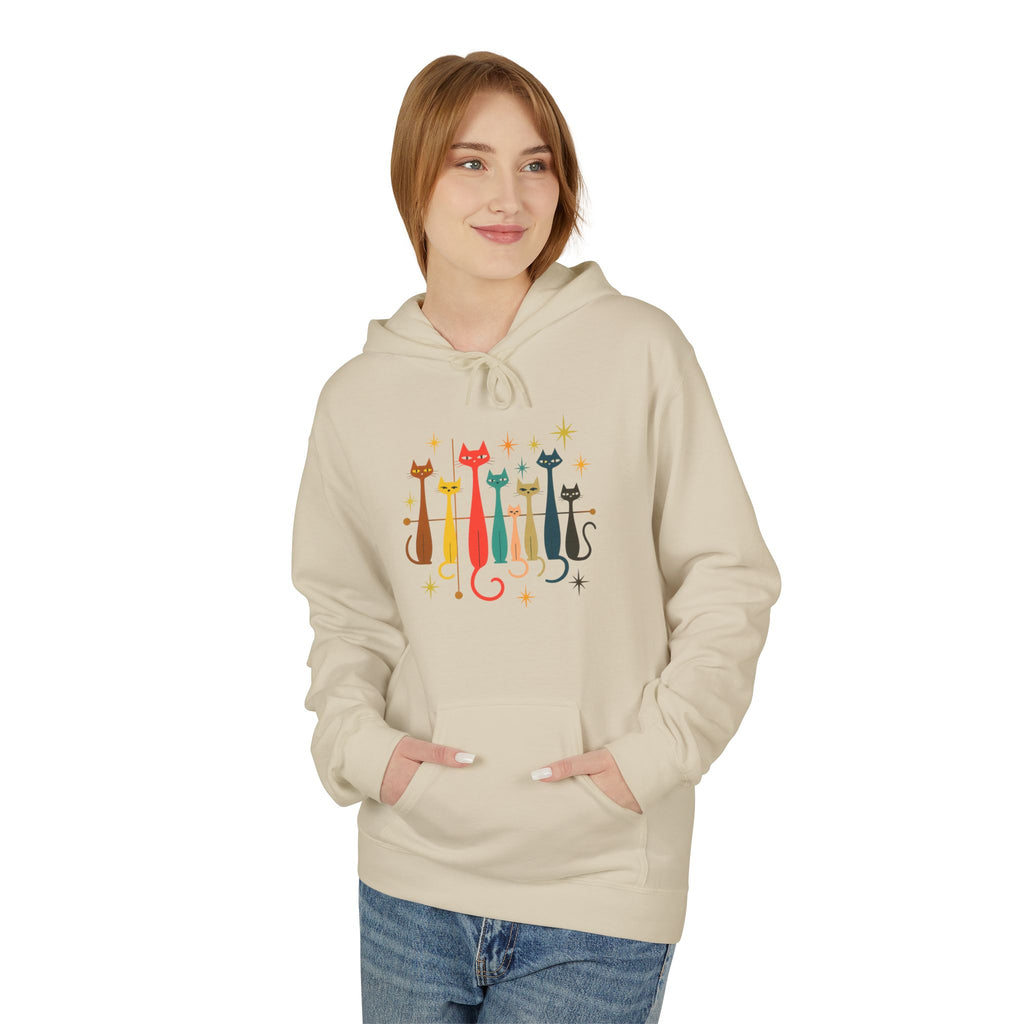 Retro Long Cats hoodie | Colorful Cat Illustration (printed front and back)