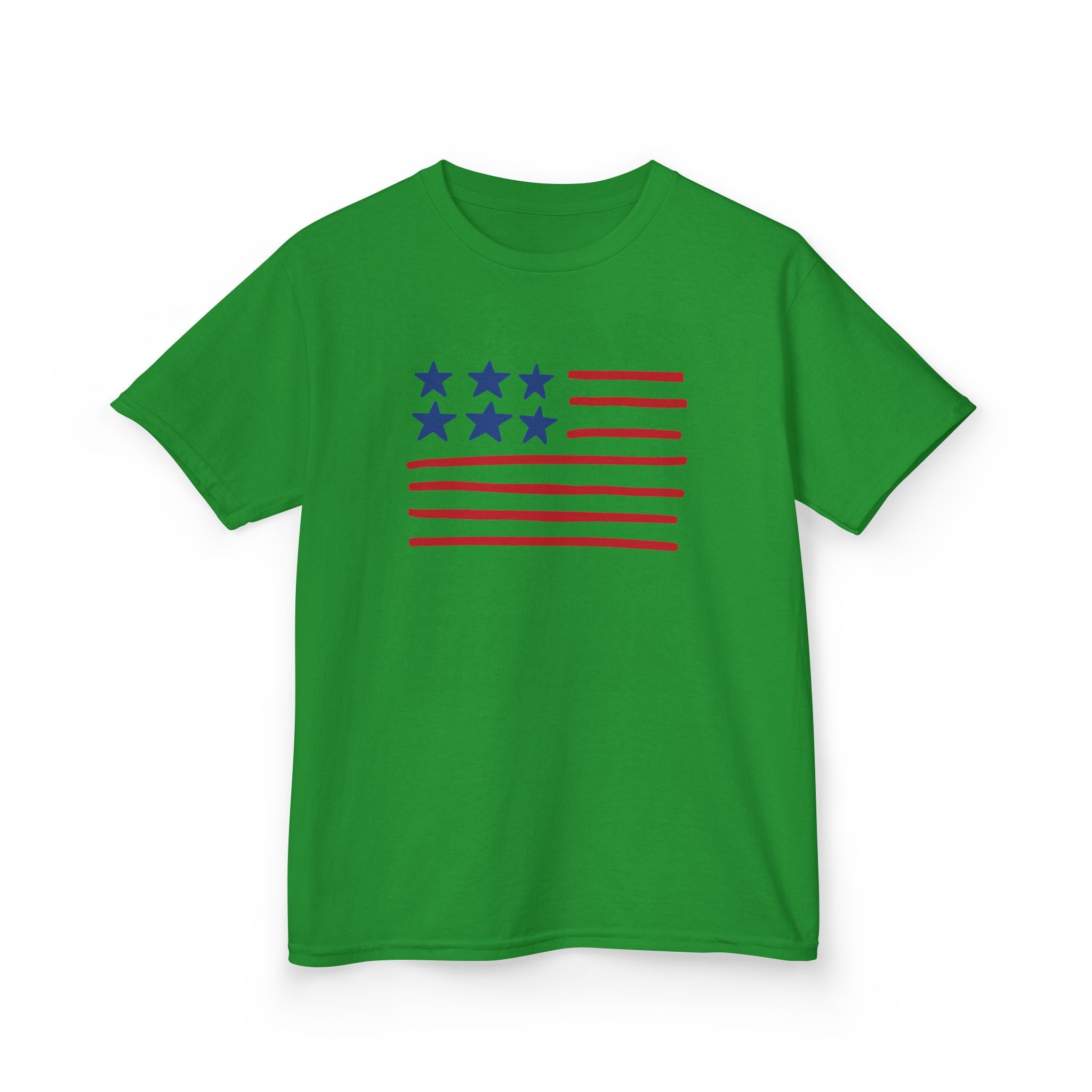 Stars and Stripes  Kids American Flag T-Shirt — Red & Blue Stars Stripe Patriotic Tee