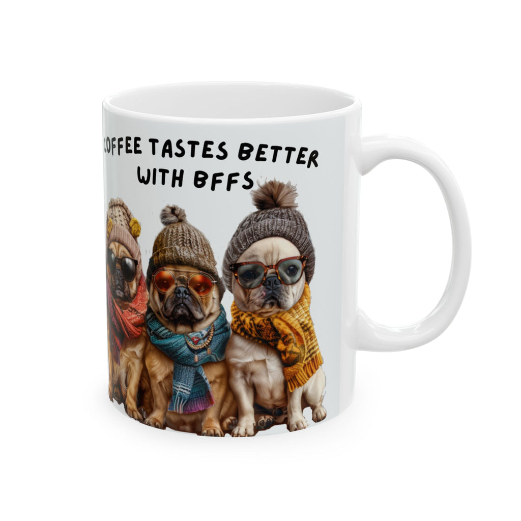 Cozy Pugs in Scarves Mug | Coffee Lover Ceramic Mug