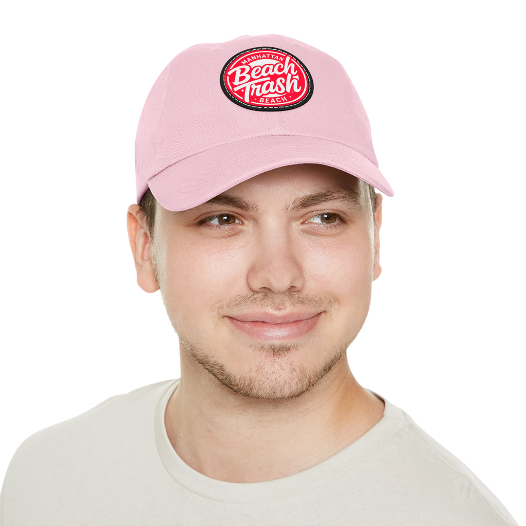 Proud to be Called Beach Trash Manhattan Beach  Leather Patch Dad Hat — Vintage Manhattan Beach Logo