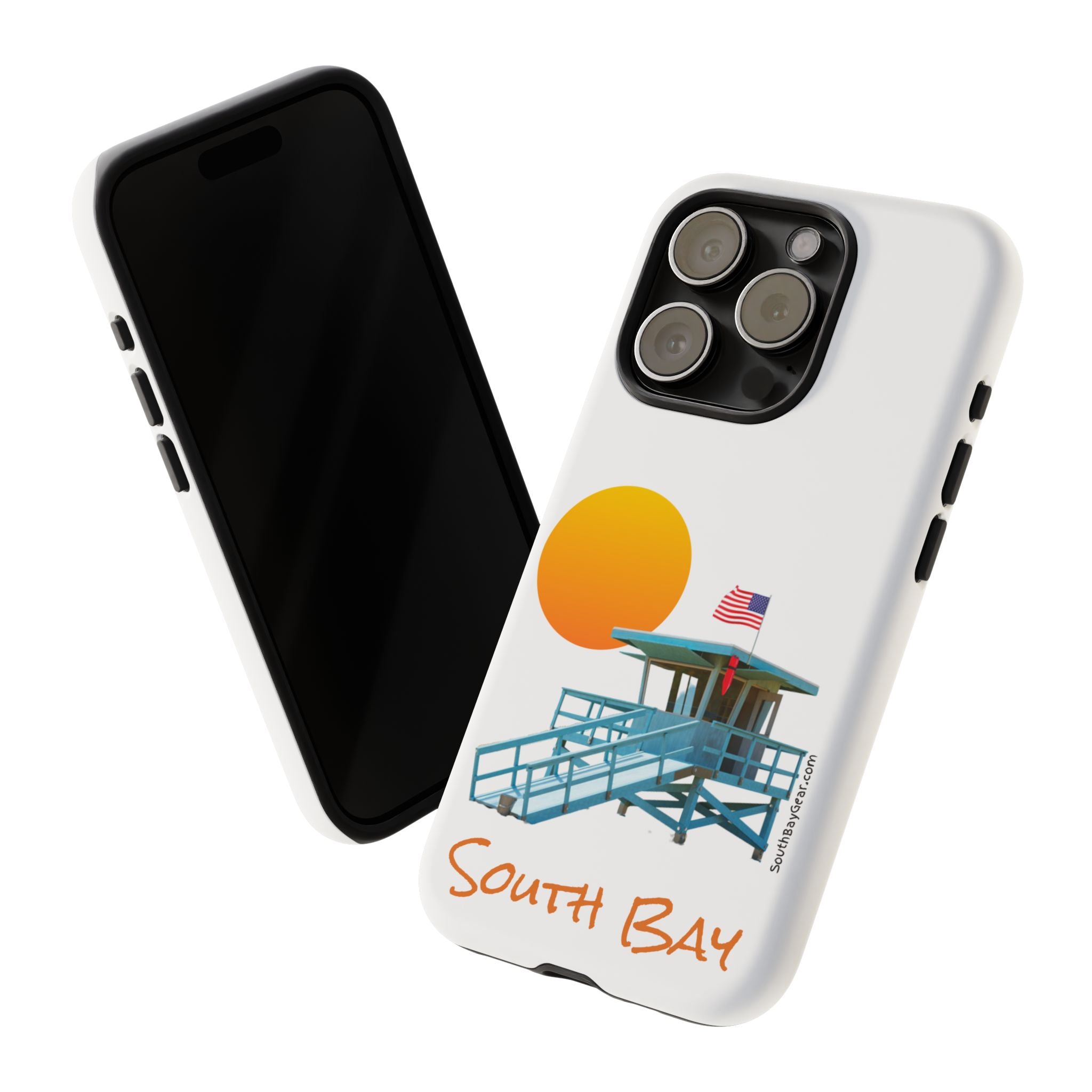 South Bay Lifeguard Stand with American Flag Tough Phone Cases