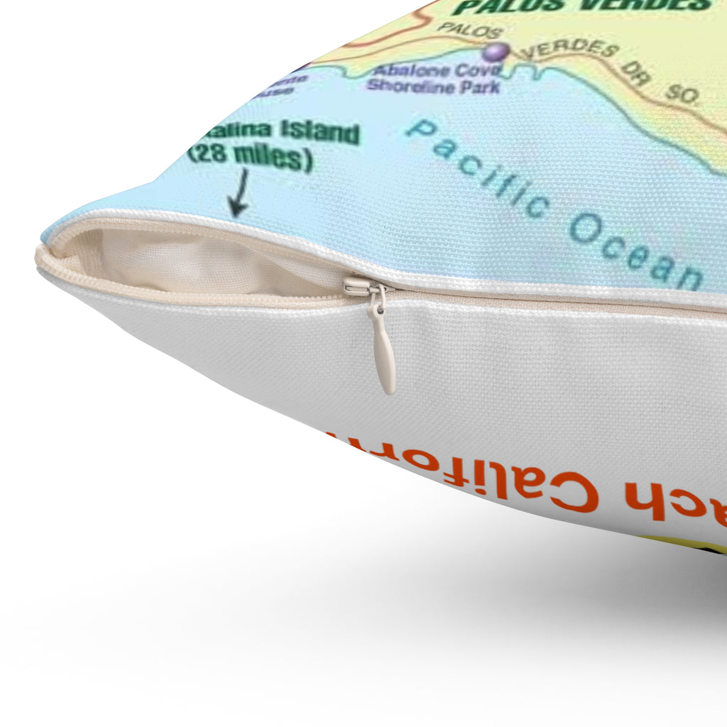 Hermosa Beach California 90254 MAP Spun Polyester Square Pillow