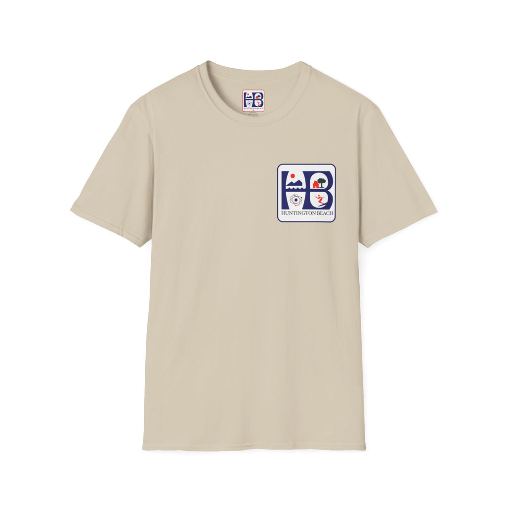 Huntington Beach Retro Logo T-Shirt — HB Surf & Sunset Tee (printed 3 side)