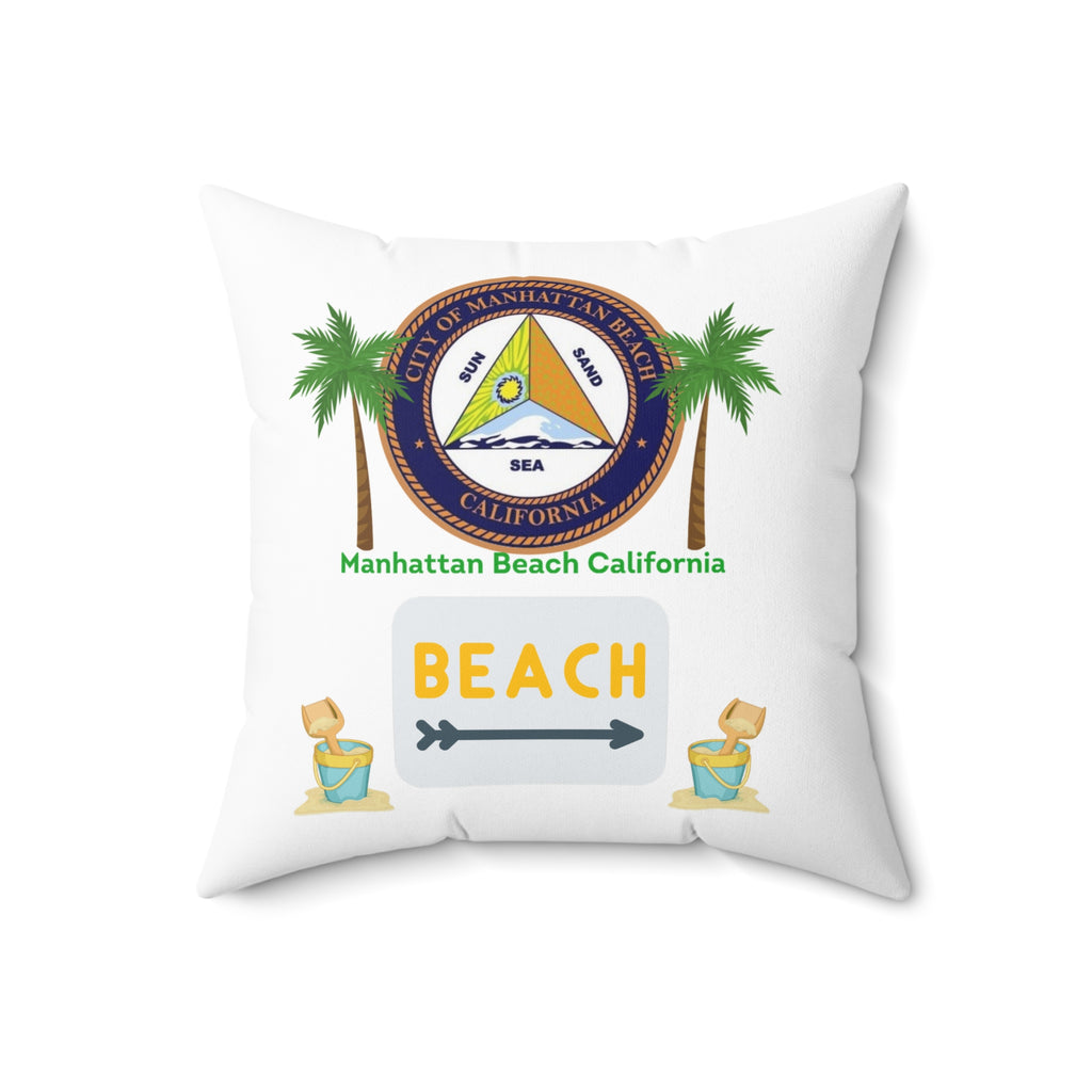 Manhattan Beach California 90266 MAP Spun Polyester Square Pillow