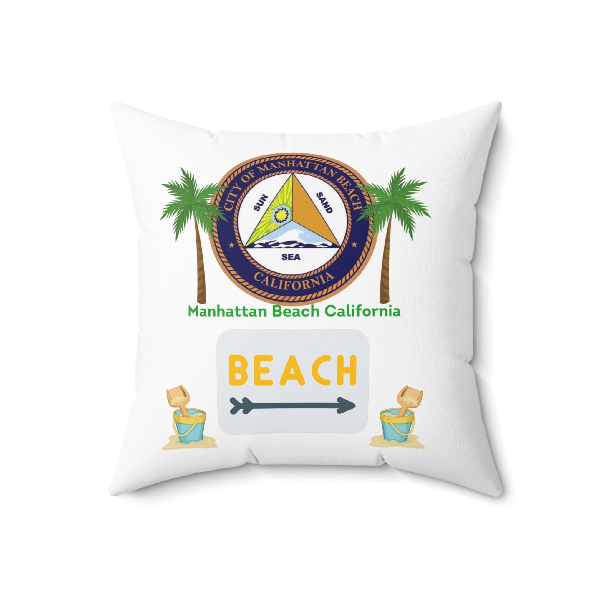Manhattan Beach California 90266 MAP Spun Polyester Square Pillow