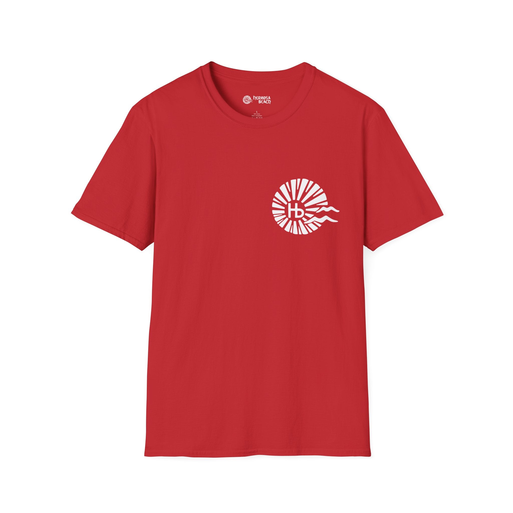Hermosa Beach Sunburst Wave T-Shirt (printed front back neck) | Hb Minimal Logo Tee