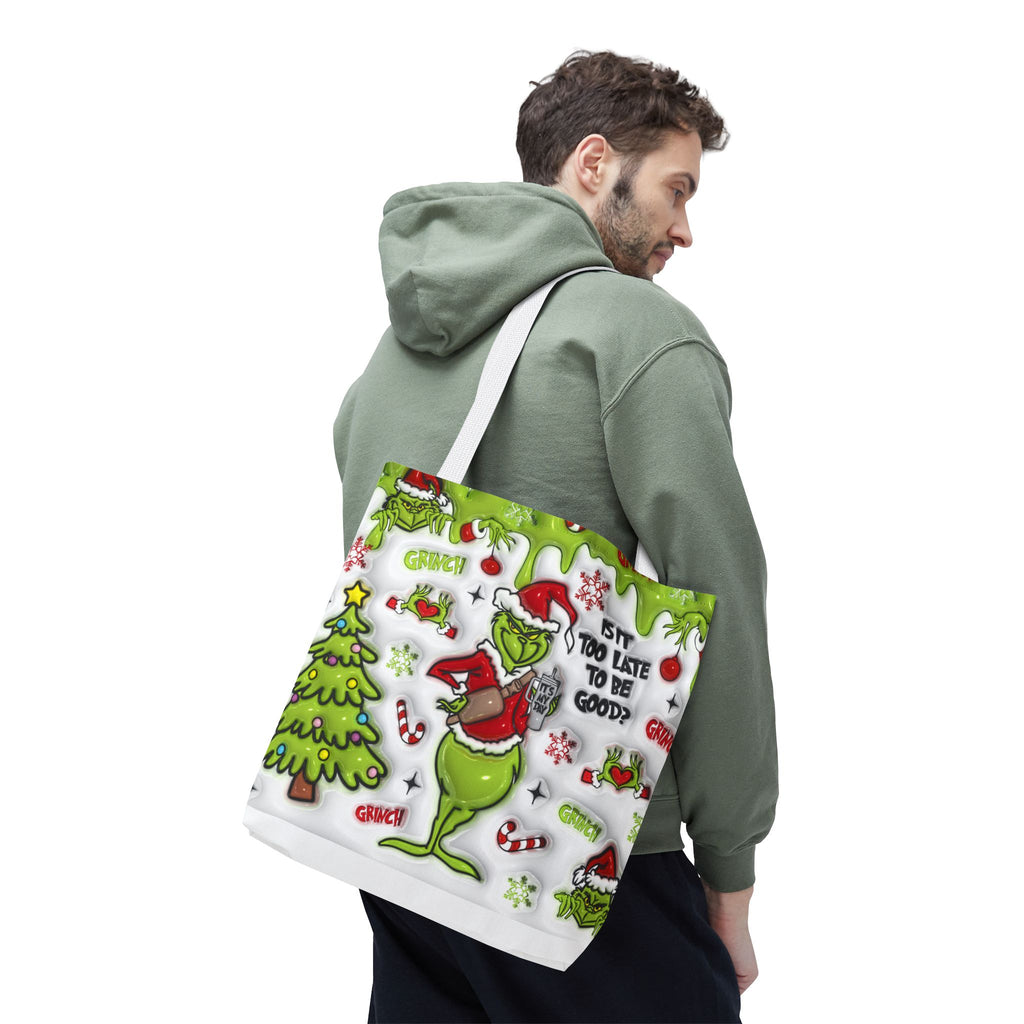 Christmas Tote Bag, Holiday Shopping Bag, Grinch Gift, Festive Reusable Bag, Cute Winter Accessory