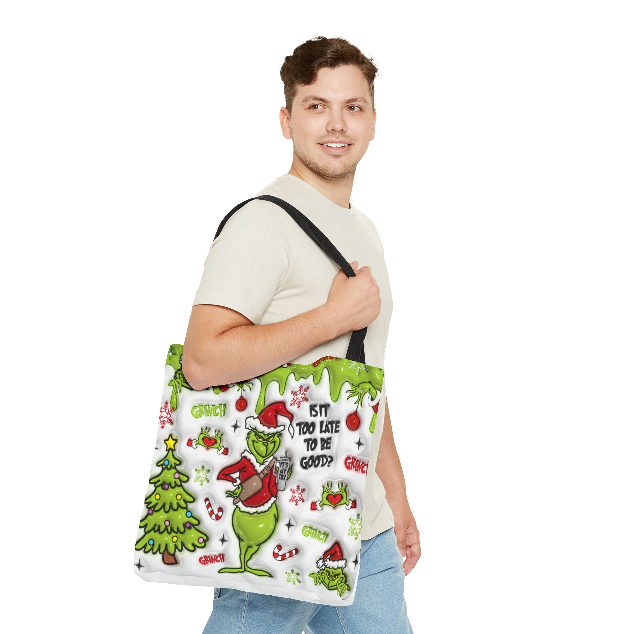 Christmas Tote Bag, Holiday Shopping Bag, Grinch Gift, Festive Reusable Bag, Cute Winter Accessory