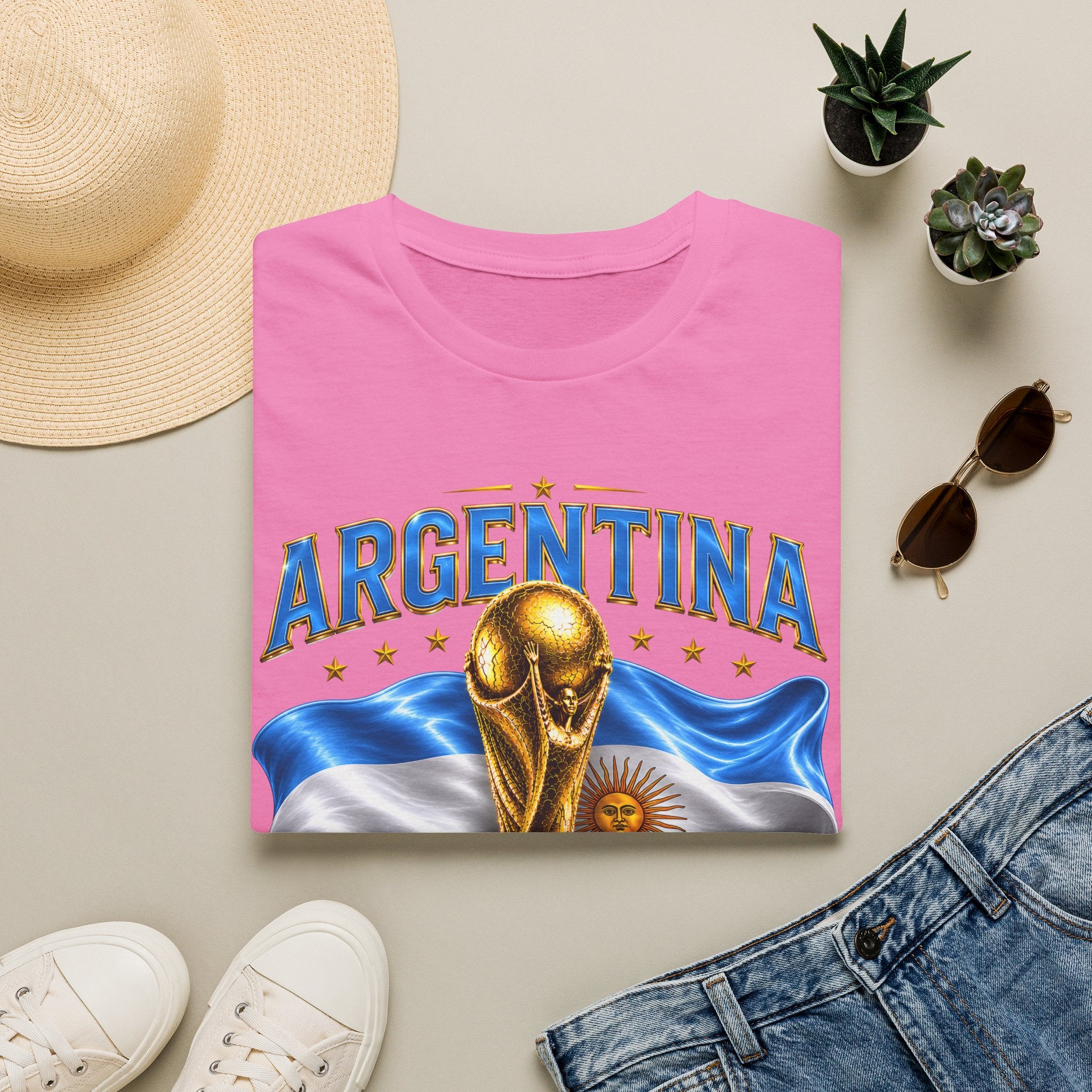 Argentina 2026 World Cup T-Shirt — Golden Trophy & Flag Soccer Fan Tee