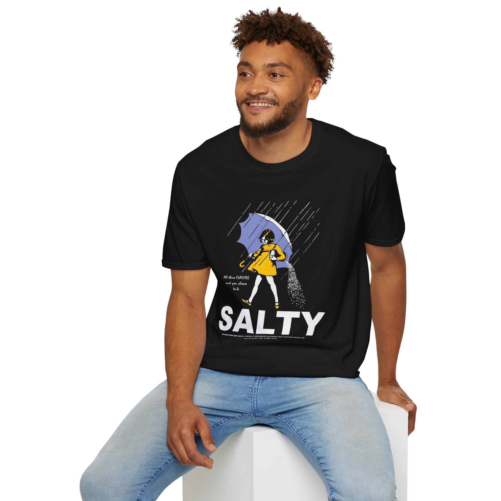 Salty Rainy Day Graphic T-Shirt — Girl with Umbrella Illustration