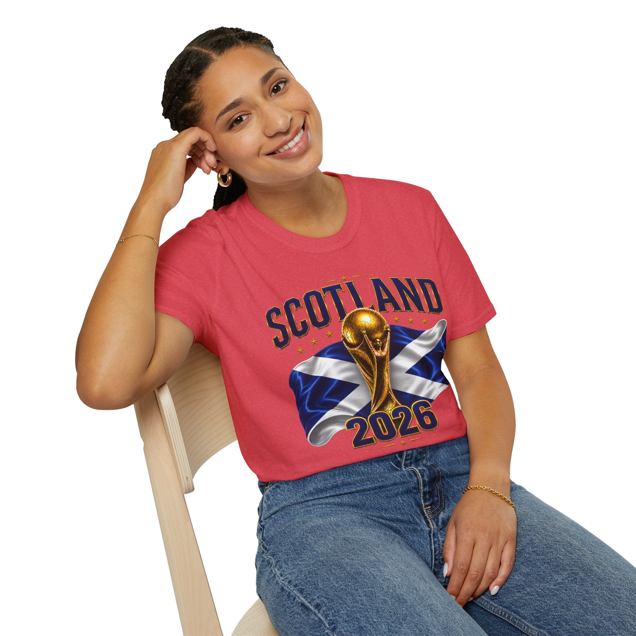 Scotland 2026 World Cup Soccer T-Shirt — Scottish Flag & Trophy Football Tee