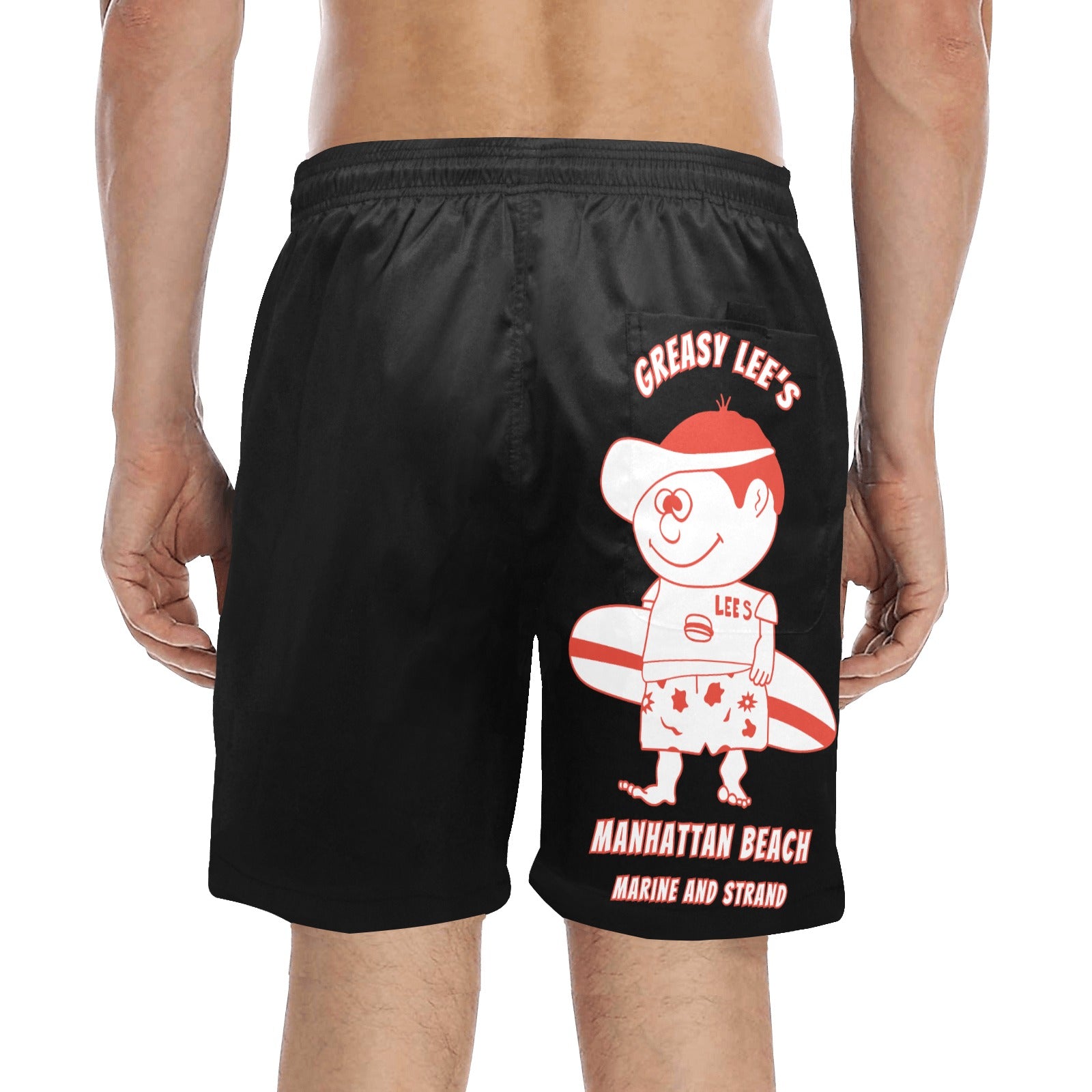 Greasy Lee's Marine and Strand Manhattan Beach Men's Mid-Length Beach Shorts  IYKYK