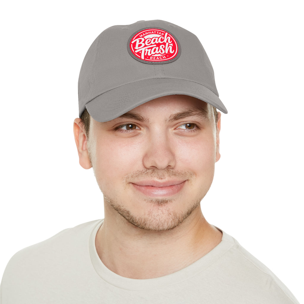 Proud to be Called Beach Trash Manhattan Beach  Leather Patch Dad Hat — Vintage Manhattan Beach Logo