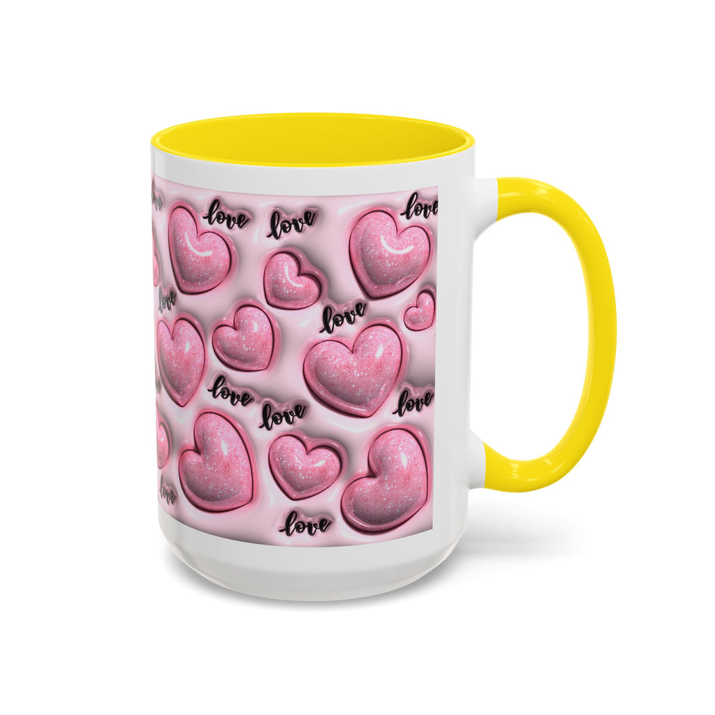Pink Heart Pattern love Mug | Accent Coffee Mug 11oz 15oz